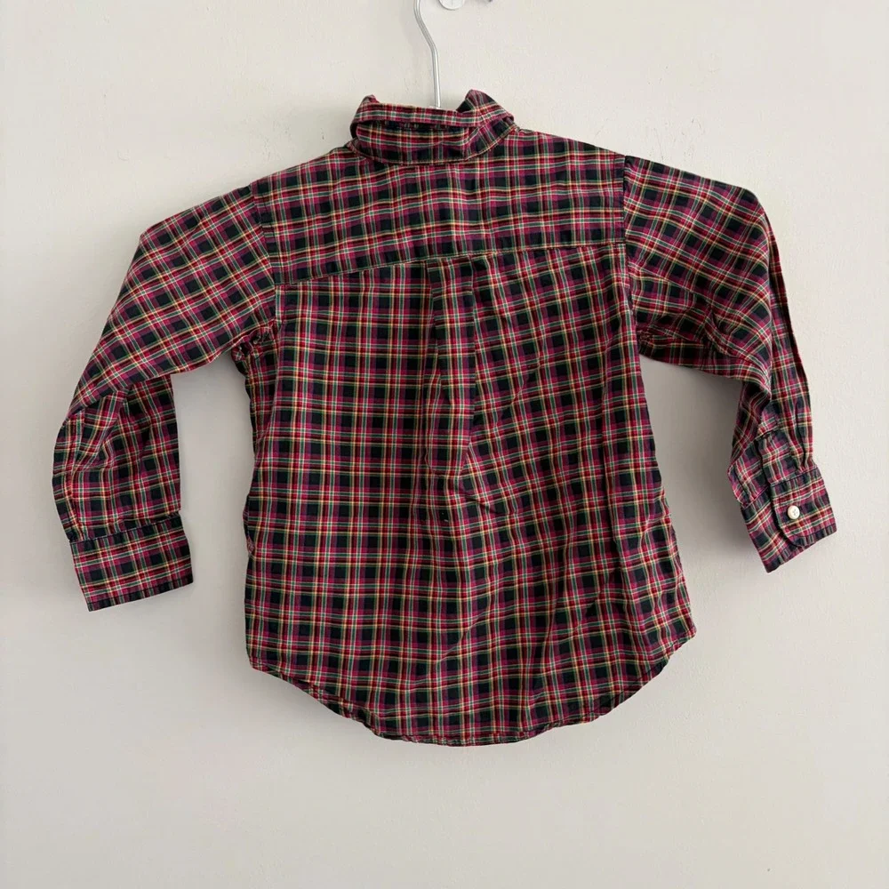 Ralph Lauren Toddler Boys Red Green Plaid Button Down Shirt 2T